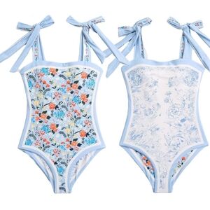 Women's Floral One Piece Reversible Swimsuit Size Large New